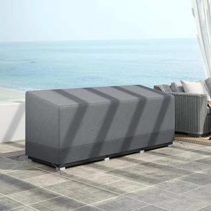 Outsunny Gartenmöbel-Schutzhülle Wasserdicht (Abdeckung, 1-St, Abdeckplane), für Terrassenmöbel 190,5 x 72 x 76cm Hellgrau – Bild 6