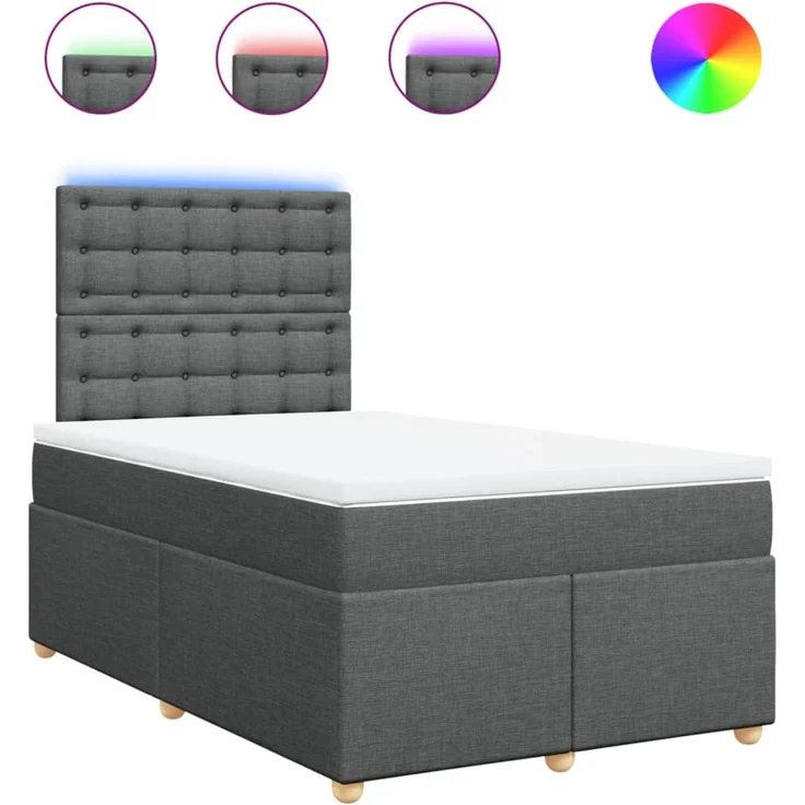 vidaXL Boxspringbett mit Matratze Dunkelgrau 120x190 cm Stoff 3293534 – Bild 2