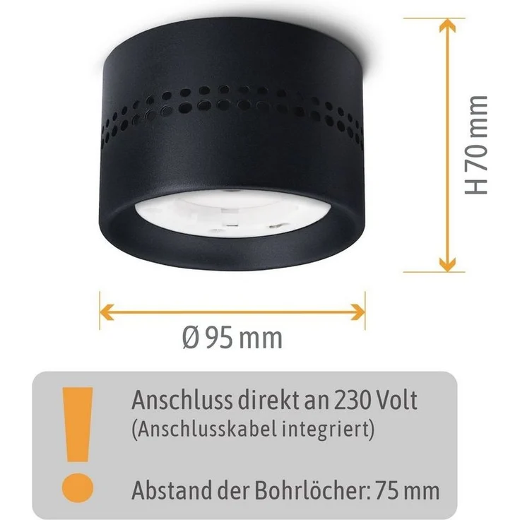 SSC-LUXon LED Aufbaustrahler ALAPI Deckenleuchte Spot schwarz inkl. GX53 LED warmweiß, Warmweiß – Bild 3