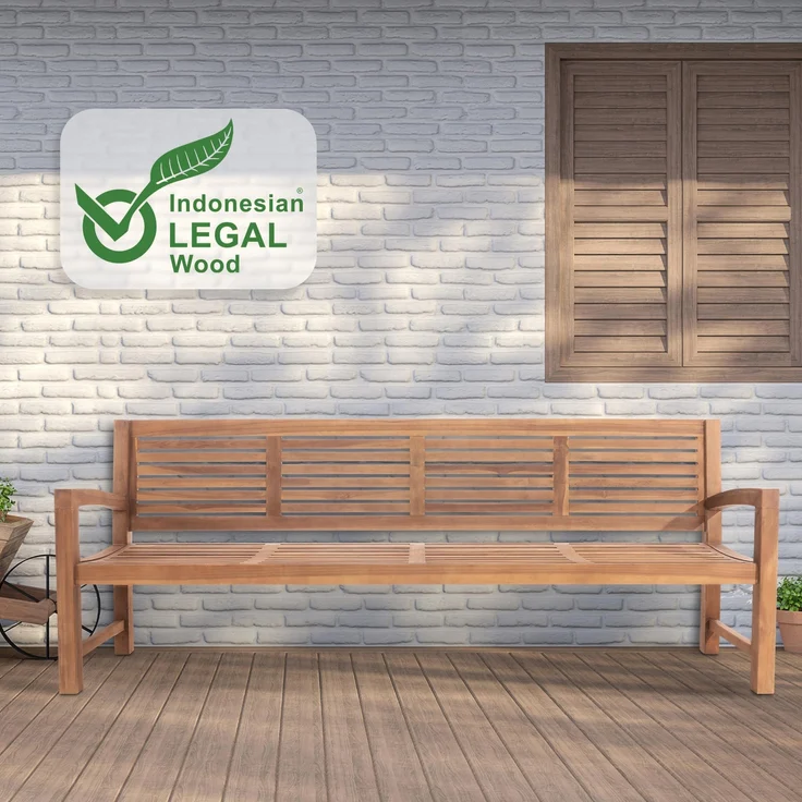 Gartenbank Teakbank DAGAD - Holz Teak 240x59x92 cm | Holzbank 240 Cm Gartenbank Sitzbank Mit Lehne Wetterfest Bank Garten Terrasse – Bild 7