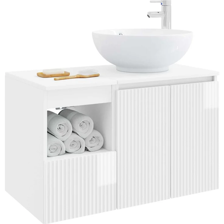vidaXL Badezimmerschrank-Set 2 stk. Hochglanz Weiß 79,5 x 44,5 x 80 cm 3404088 – Bild 3