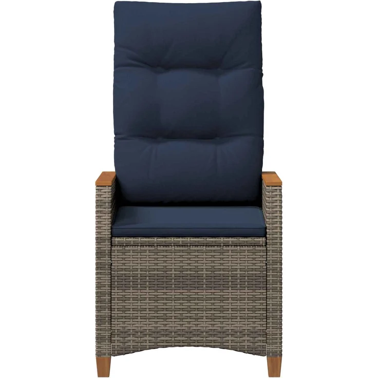vidaXL Verstellbarer Gartenstuhl Grau und Marineblau Poly-Rattan 42026862 – Bild 4