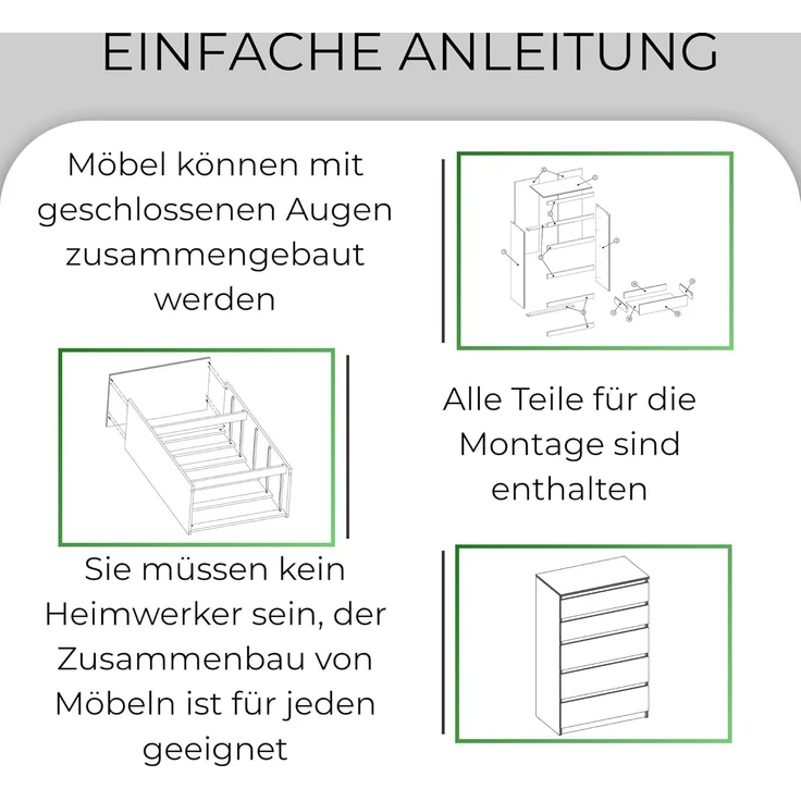 CDF Kommode Malwa M5 | Farbe: Anthrazit - Eiche Artisan | Schrank für Dokumente, Kleinigkeiten | Ideal für Wohnzimmer, Schlafzimmer, Kinderzimmer, Jugendzimmer und Büro | 5 geräumige Schubladen – Bild 7