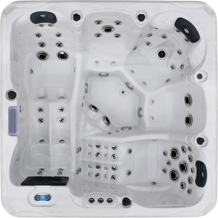 Sanotechnik Outdoorwhirlpool 'HAWAII WHITE MARBLE' inkl. Abdeckung und Stiege, 220x220x95 cm