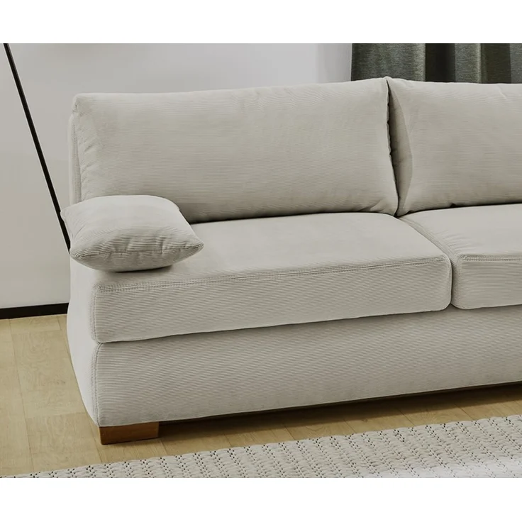 Dauer-Schlafsofa Federkern Couch mit Topper und Bettkasten in Feincord Beige – Bild 5
