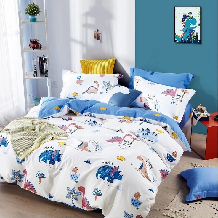 KEAYOO Kinderbettwäsche QWKL, Baumwolle, 2 teilig, 100% Baumwolle Kinderbettwäsche mit Dino – Bild 1