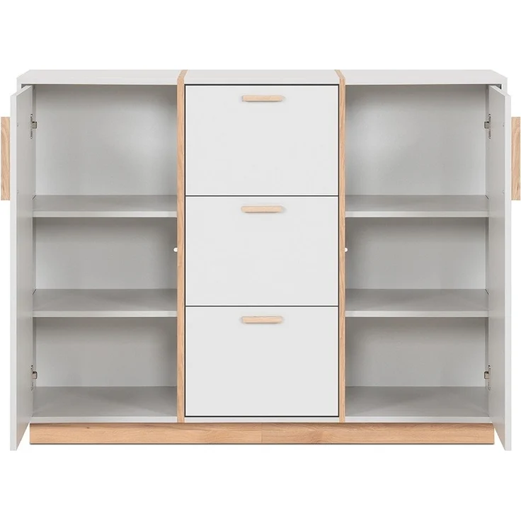 Calicosy Sideboard 2 Türen und 3 Schubladen Dekor Weiß und Holz B125 cm - SPLIT - Weiß – Bild 5