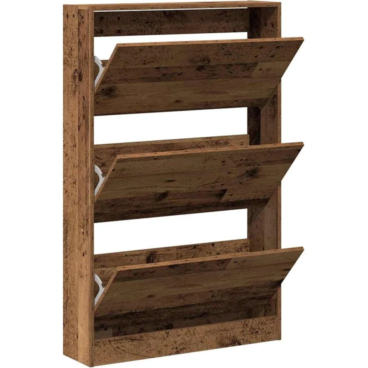 vidaXL Schuhschrank mit Regal Altholz 80 x 21 x 125,5 cm Holzwerkstoff 869102 – Bild 4