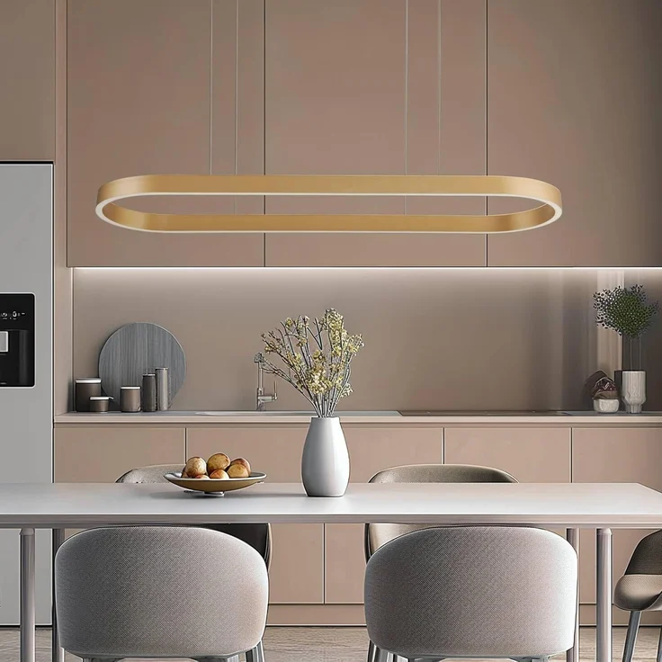 Lucande Hängeleuchte Melinay, LED, Metall, Gold / Messing Farbwechsel warmweiß / tageslicht IP20 mit Fernbedienung, LED 51 W gesamt, Farbwechsel warmweiß / tageslicht – Bild 2