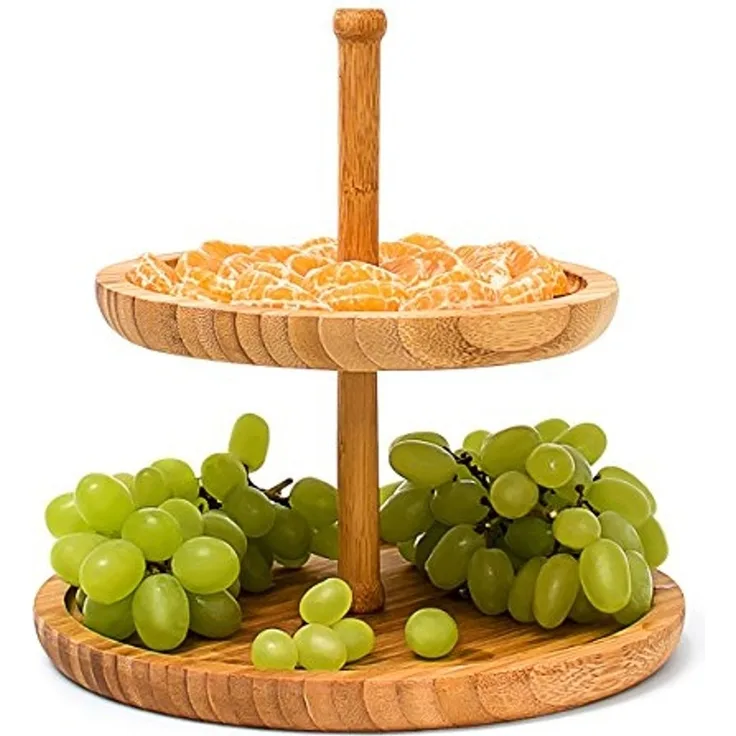 Relaxdays Etagere Bambus mit 2 Schalen