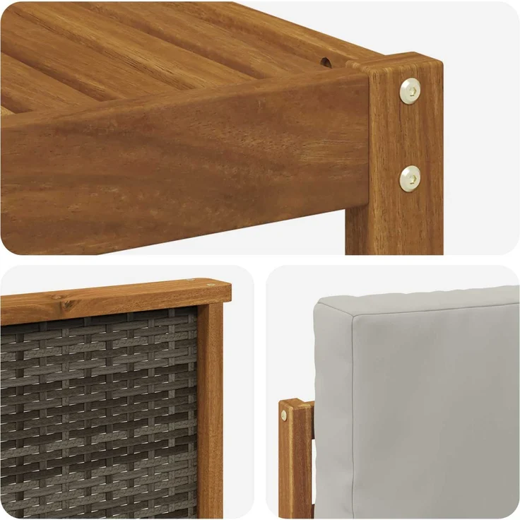 vidaXL Outdoor-Sofagarnitur 5 stk. 5-Sitzer Natur und Hellgrau 3384227 – Bild 5