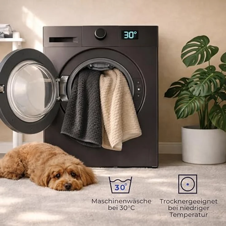 Dreamzie Hundedecke Wasserdicht Bett, Auto, Outdoor 80x100 cm - Reversible und Maschinenwaschbar Hundedecke Sofa aus Sherpa Fleece - Hellgrau – Bild 10