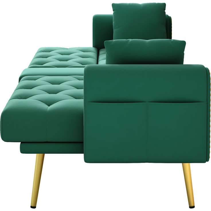Merax Schlafsofa 2-Sitzer-Sofa mit Liegefunktion, drei verstellbaren Neigungswinkeln und Getränkehalter, Grün – Bild 7