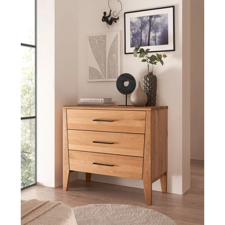 Kommode 90x80cm 'Ancona' Wildeiche teilmassiv geölt – Bild 1