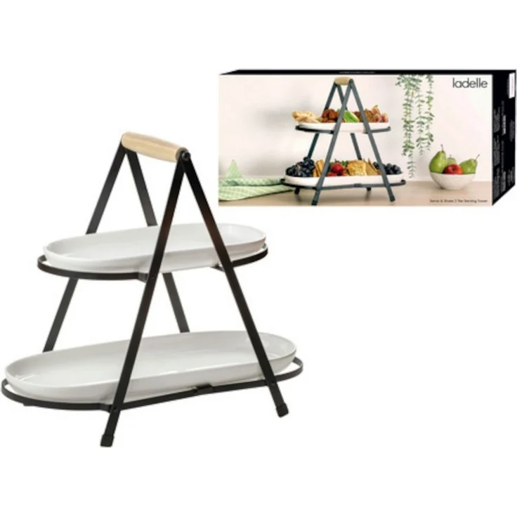 Ladelle Etagere SERVE & SHARE Servierturm 2-stufig, Steinzeug / Metall, (Serviertürme), Serve & Share 2 Tier Serving Tower 43.2x19.4x37cm – Bild 1
