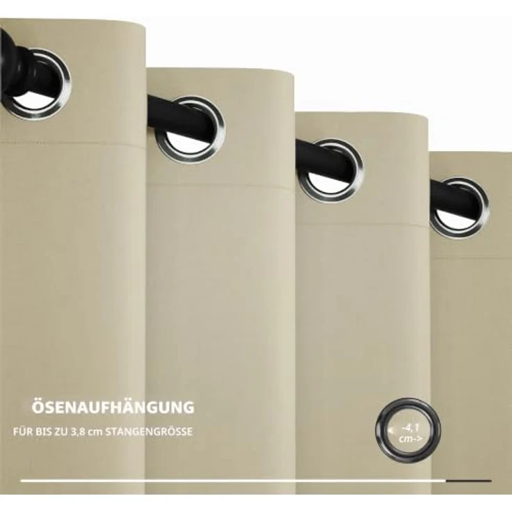 Deconovo Blickdichter Verdunkelungsvorhang Schlafzimmer Thermovorhang Beige | 1 Stück, H290 x B200 cm, Thermo Vorhänge gegen Hitze, Gardinen mit Ösen für Wohnzimmer, Schlafzimmer, Sichtschutz UV-Schutz – Bild 8