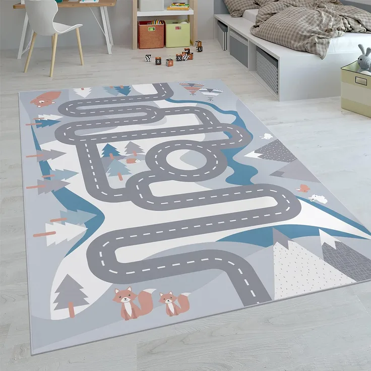 Paco Home Kinderteppich Teppich Kinderzimmer Spielteppich Junge Mädchen Modern rutschfest, Grösse:200x290 cm, Farbe:Creme
