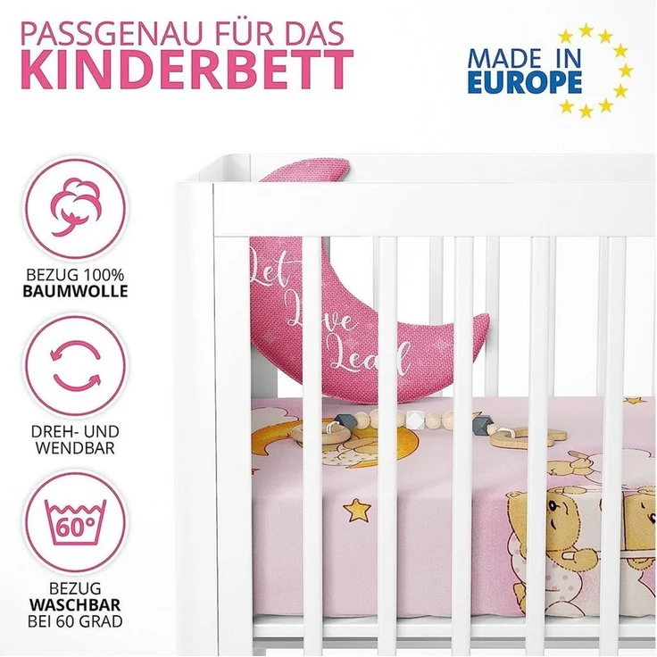 Kindermatratze Babymatratze mit Baumwollbezug, waschbar & rollbar–Allergikergeeignet, Best for Kids, 6 cm hoch, (Set), 60x120 cm, Bezug aus Baumwolle, Hergestellt in der EU – Bild 2