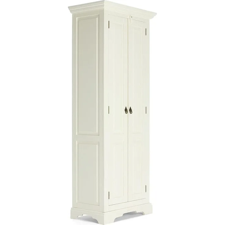 Garderobenschrank Catana 75x190cm Massivholz cremeweiß 2 Türen mit Stange & Ablage für Flur & Schlafzimmer | massivum