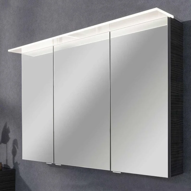 FACKELMANN B.PERFEKT Waschtisch Set mit Spiegelschrank 103 cm breit, Anthrazit, Waschbecken Keramik Weiß – Bild 4