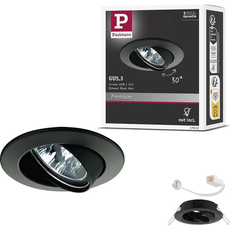 Paulmann 17951 Einbauleuchte Premium Line 51 mm Schwarz, schwenkbar