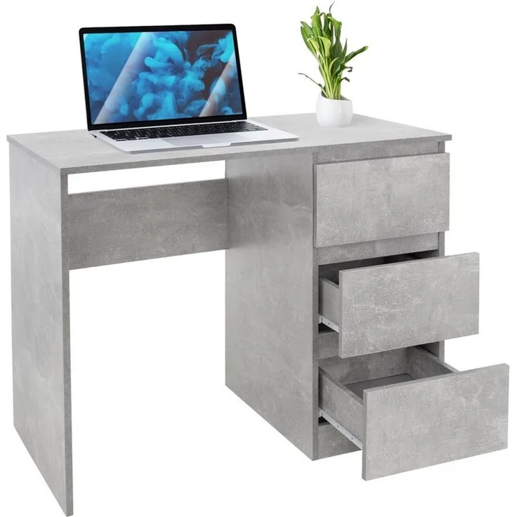 ML-DESIGN Schreibtisch Bürotisch mit 3 Schubladen, 3 Regale und Tastaturauszug für Heim /Bürö, Arbeitstisch Bürotisch Büromöbel Laptoptisch PC Tisch viel Stauraum