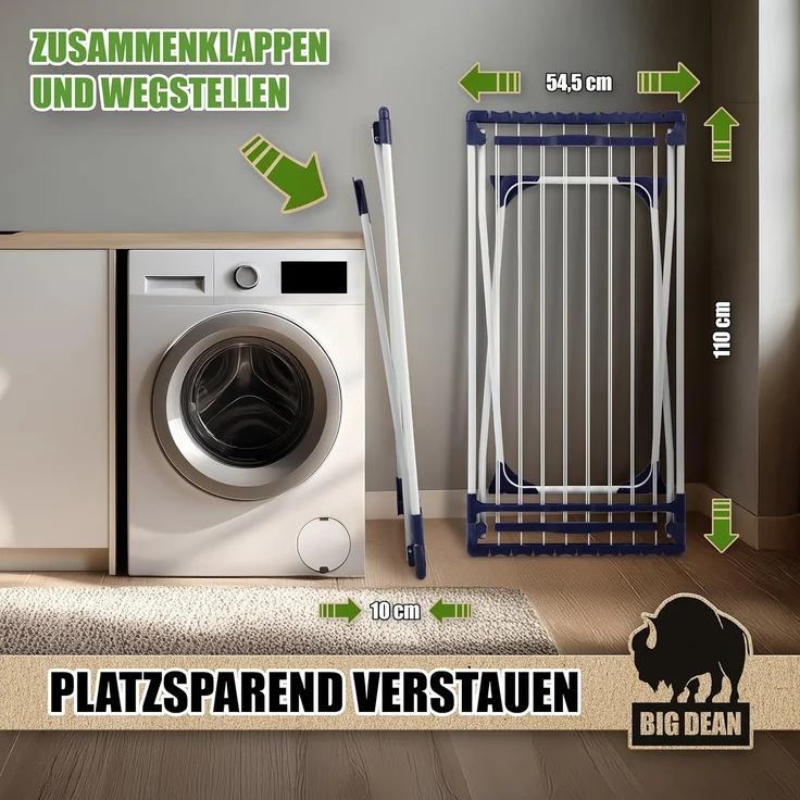 BigDean Teleskop Wäscheständer mit Rollen ausziehbar 20m - TÜV Rheinland Wäschetrockner Flügelwäschetrockner Flügelwäscheständer für Kleidung – Bild 7