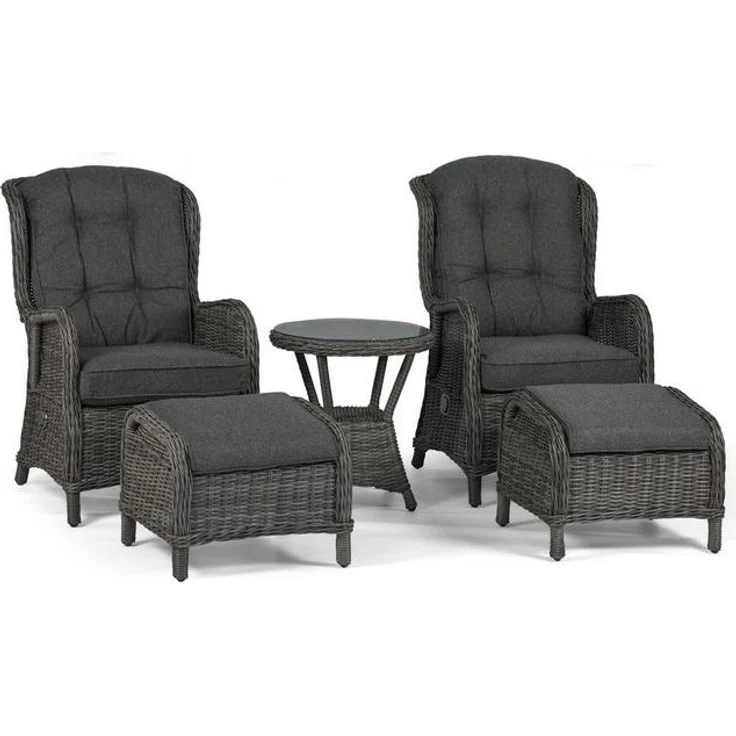 osoltus Sandy Stone Set Alu Korbsessel Ohrensessel Anthrazit verstellbar 5 tlg. – Bild 4