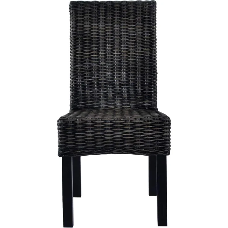 vidaXL Esszimmerstühle 2 Stk. Schwarz Kubu-Rattan und Mahagoniholz 246656 – Bild 2
