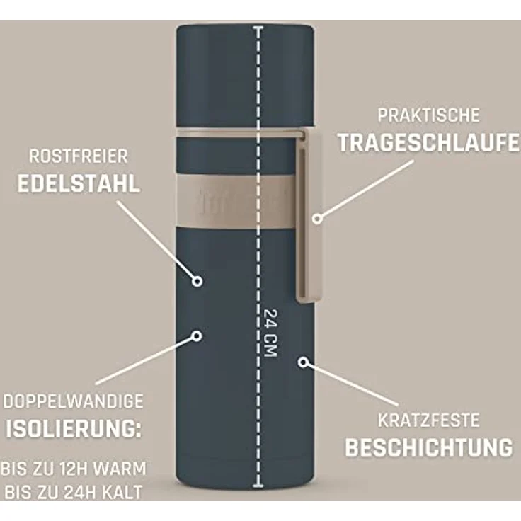 Boddels Isolierflasche Heet 500 ml taupe/anthrazitgrau – Bild 3