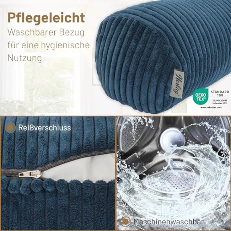 Herlag Nackenrolle Kissenrolle ELLA, 65x20cm oder 40x15cm, 4 Farben, Wohnzimmer, Schlafzimmer – Bild 8
