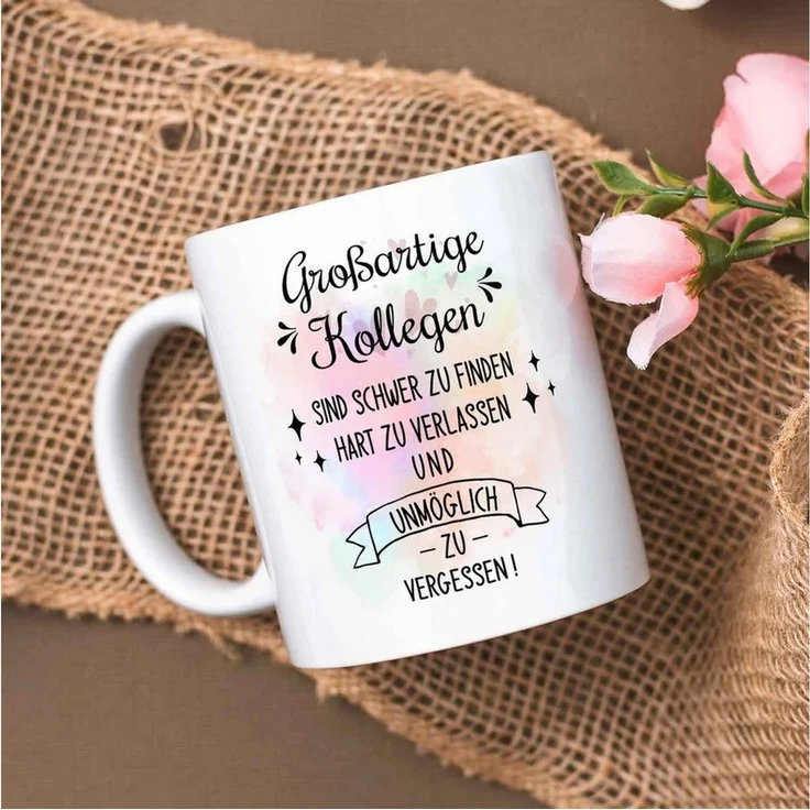 GRAVURZEILE Tasse mit Spruch - Großartige Kollegen - Abschiedsgeschenk für die Kollegen, Keramik, Farbe: Weiß – Bild 3