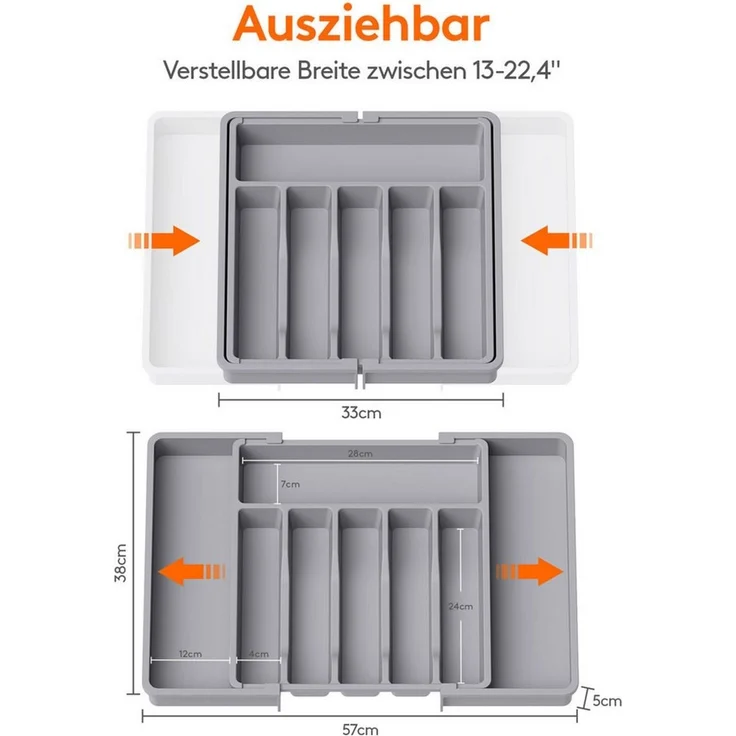 Lifewit Besteckeinsatz Besteckkasten für Schubladen, Verstellbarer Besteckhalter (1 St) – Bild 3