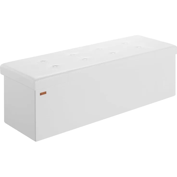 Casaria Sitztruhe mit Stauraum 115 x 40 x 40 cm Faltbar 130 L Gepolstert Deckel Kunstleder Wohnzimmer Schlafzimmer Sitzhocker Sitzbank Aufbewahrungsbox Weiß