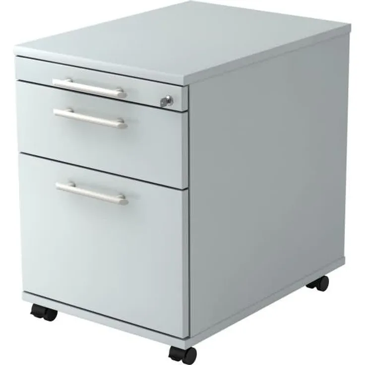 Rollcontainer AC20 58cm, 1 Schub, 1 HR, Schloss, RE Grau