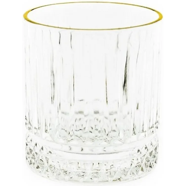 Almina Elisa 6 Tlg. Trinkgläser-Set Wasserglas mit Goldumrandung und Riffle Design 330 ml