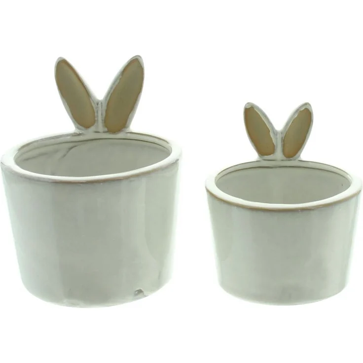 Dekoleidenschaft Blumentopf "Hasenöhrchen" aus Porzellan, Pflanztopf, Übertopf klein, Osterdeko (2 St, im Set), in creme-weiß & beige – Bild 5
