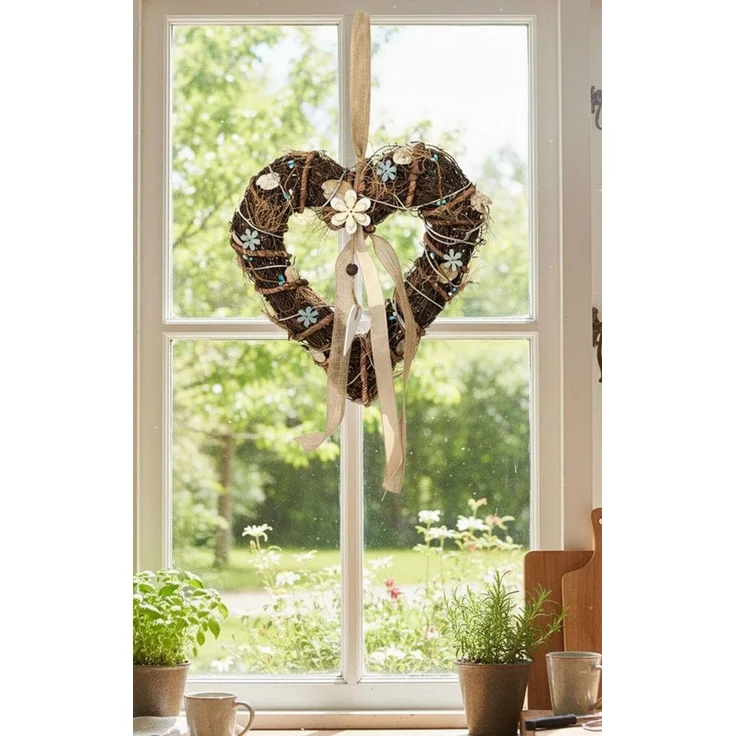 LB H&F Lilienburg Dekohänger Dekohänger Türkranz Frühling Frühlingsdeko Deko Eingang Dekoration Tür (Wandschmuck Willkommen Girlande zum Hängen aufhängen Türschild Weide Weidenkranz Rattan Weide natürlich künstliche Blumen Hochzeit Herbst Osterkranz Os... – Bild 4