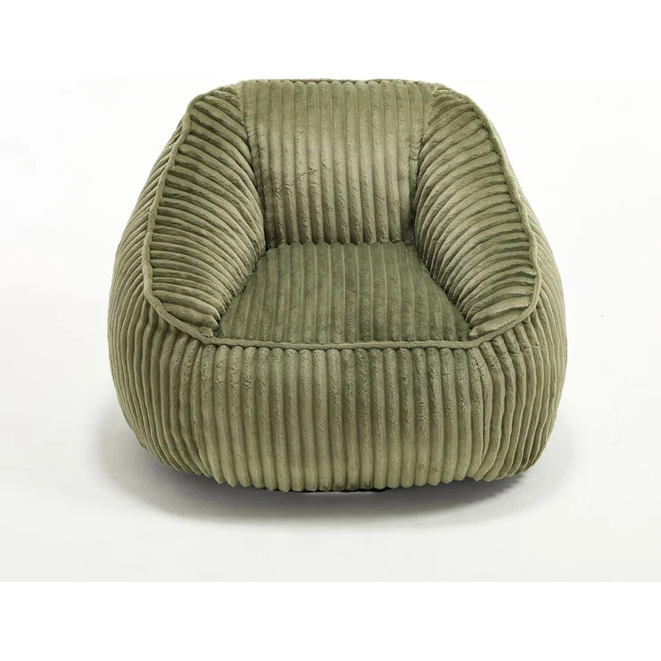 Bean Bag Stuhl mit Memory-Schaumstofffüllung, gestreifter Blasen-Plüsch, flauschig, gemütlich, gemütlicher Sofa für Wohnzimmer, Wohnungen und Schlafsäle--Smaragd--98x92x73cm--YOUDENOVA – Bild 7