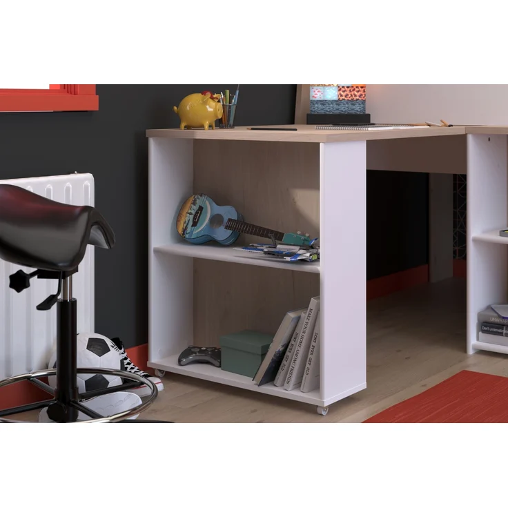 Kinderzimmer-Set >Lucas 11< 2-teilig, Weiss / Eiche Dekor, Hochbett mit Kleiderschrank – Bild 5