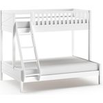 SCOTT Familienbett mit Liegefläche 90x200 u. 140x200 cm, inkl. Rolllattenrost u. Leiter, Ausf. Kiefer weiß lackiert