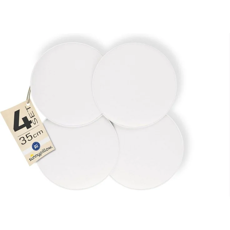 sunnypillow Stuhlkissen 4er Set Sitzkissen Filz Stuhlkissen rund Ø 36cm Filzkissen, Weiß – Bild 5