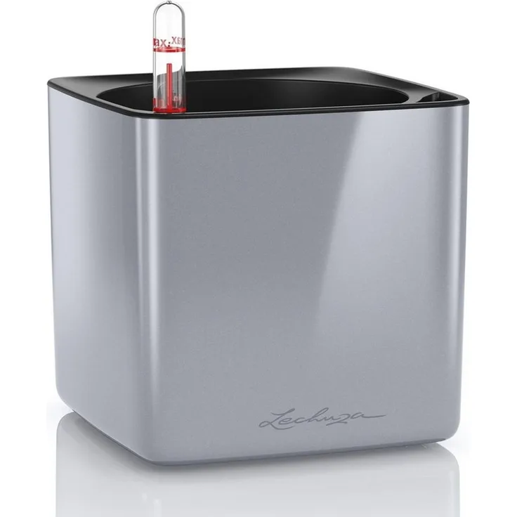 Lechuza® Kräutertopf Pflanztopf Cube Glossy 14 titanium dust