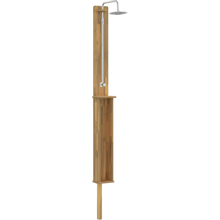 vidaXL Gartendusche 257 cm Massives Akazienholz und Edelstahl Weiß 903121 – Bild 2