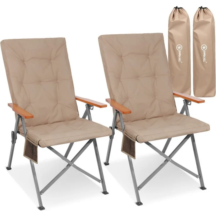 HOMECALL Campingstuhl Faltbar Hochlehner Luxus Klappstuhl mit 4,5cm Dicke Gepolstert (150kg Belastbar mit 3 Positionen Verstellbar Angelstuhl, 2 St), für Garten Balkon Wohnmobil – Bild 5