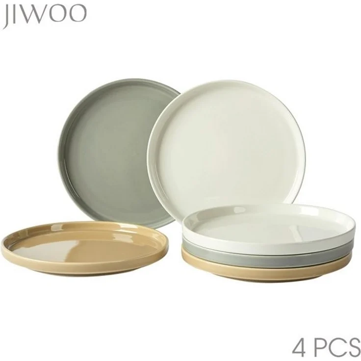 JIWOO Teller 4er Ø20,5cm,Frühstücksteller Steakteller Pastateller Brotteller Plate, (6 St), Keramik Hochwertiges Tellerset Bunt Mikrowellen spülmaschinenfest – Bild 4