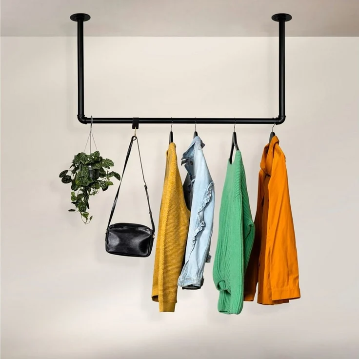 RSR Hangers Kleiderstange U-Form Garderobe Industrial Design Deckenmontage Schwarz – Bild 5