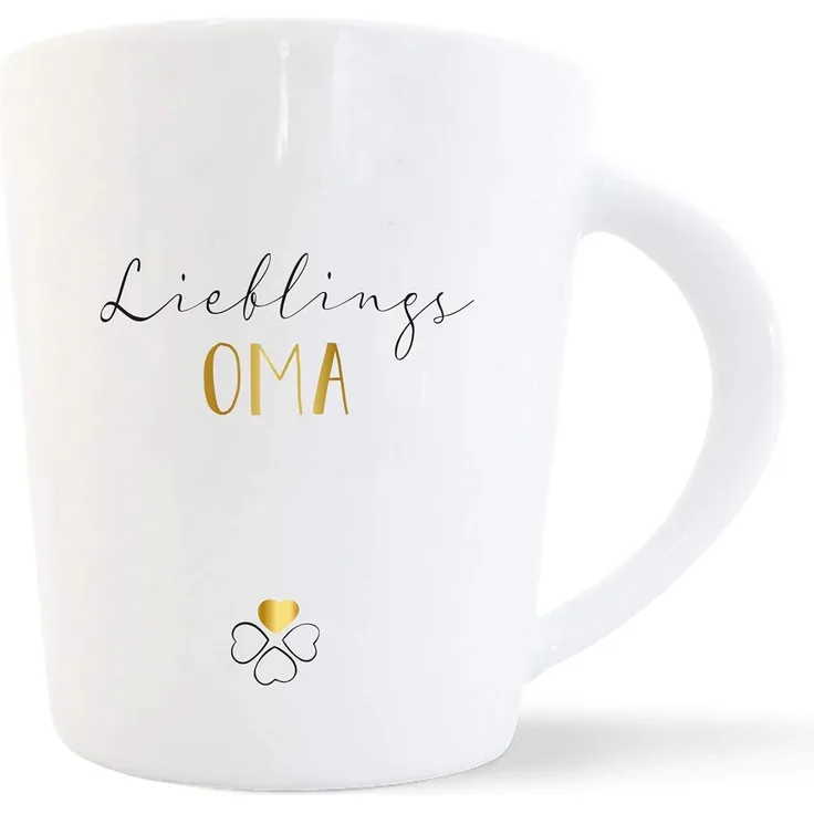 mintkind® Kaffeebecher Lieblings Oma | Porzellan Kaffee Becher Tasse Weiß | Geschenk für Großeltern | Für die Oma Geburtstag, Ostern, Weihnachten & als Dankeschön | Geschenkidee Teetasse