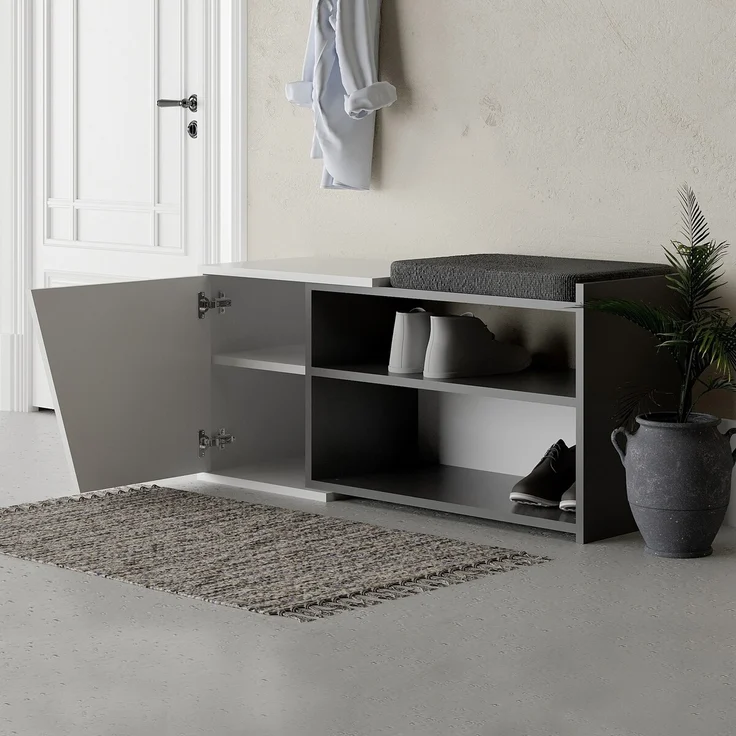 Calicosy Schuhschrank Anthrazit und Weiß B104,6 cm – FIONA BENCH - Anthrazit – Bild 3