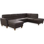 CAVADORE Wohnlandschaft Palera / U-Form Sofa mit Schlaffunktion, Stauraum und Federkern / 314 x 89 x 212 / Mikrofaser in Lederoptik, Braun